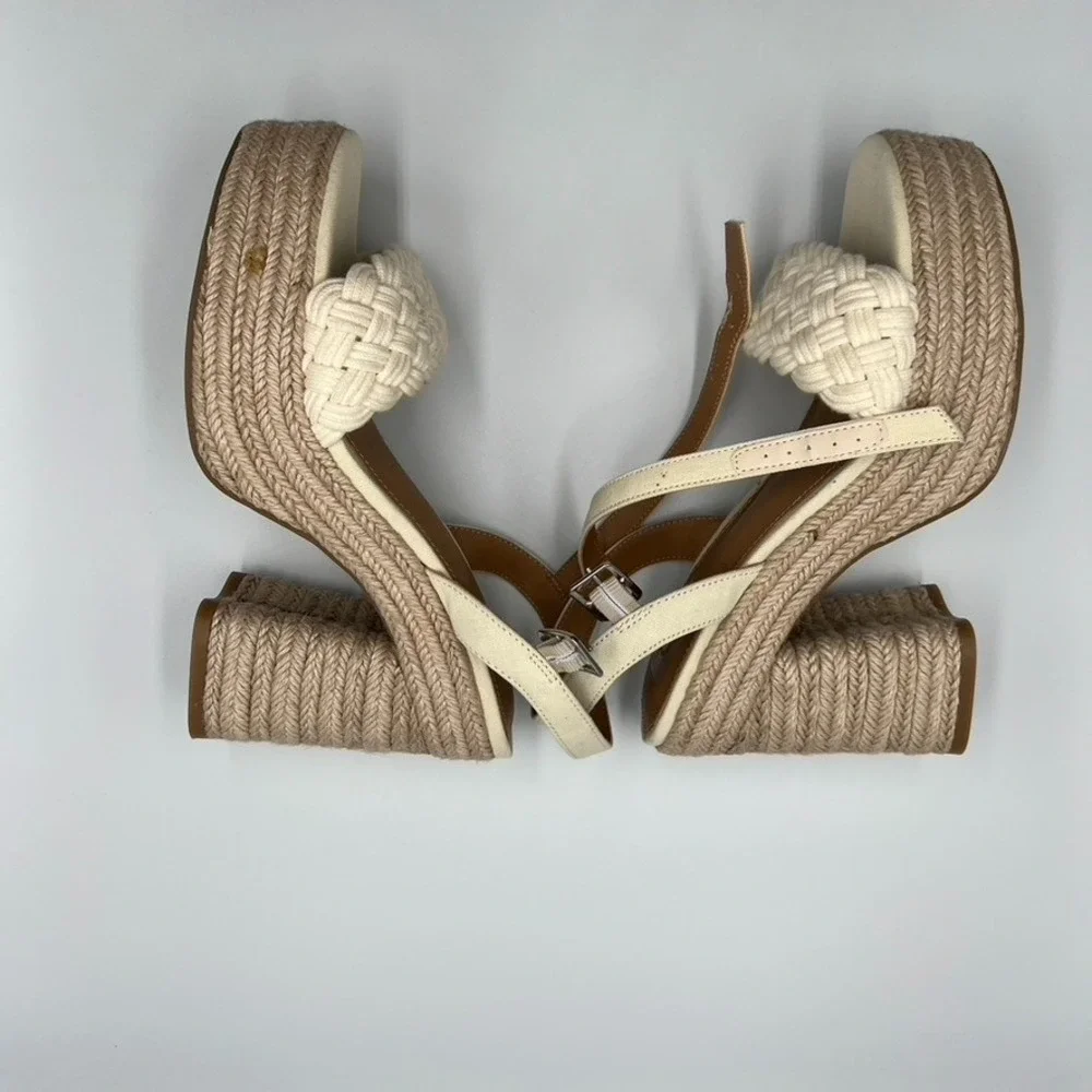 Dolce Vita Women's Walley Sandal Sz 7.5 Off White Espadrille Block Heel